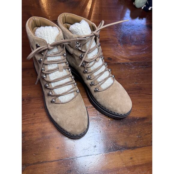 MARC FISHER LTD NAIRY FAUX FUR TRIM HIKING BOOTS IN BROWN NEW WOMEN'S SIZE 9 - Picture 10 of 16